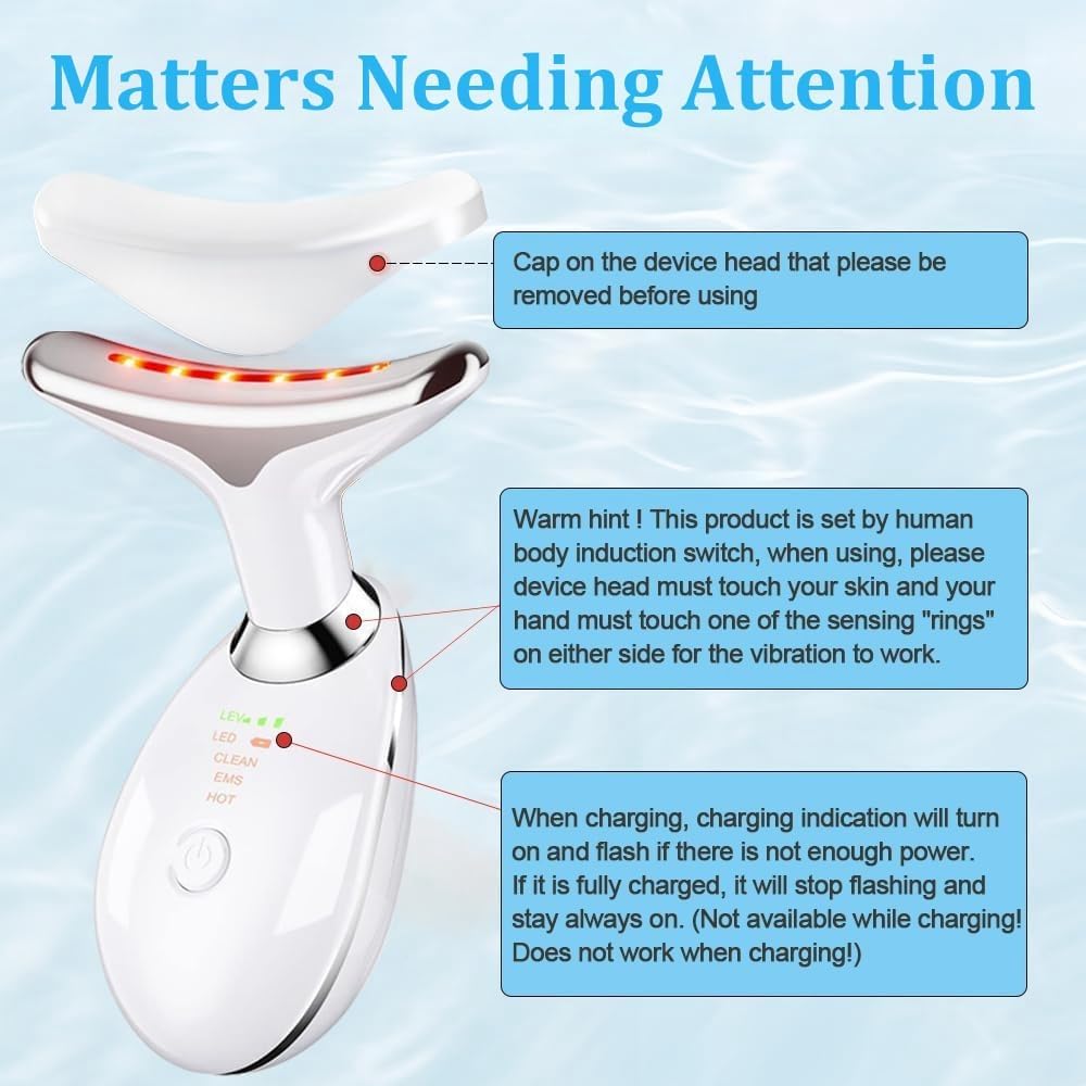 INTENSO Face Massager, Anti-Aging Neck Eye Massager with 7 Colors 3 Modes, Facial Massager for Skin Care, Anti-Wrinkle Device for Face