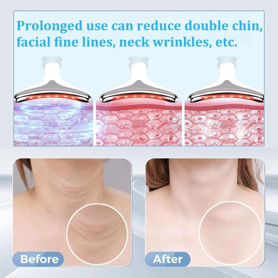 INTENSO Face Massager, Anti-Aging Neck Eye Massager with 7 Colors 3 Modes, Facial Massager for Skin Care, Anti-Wrinkle Device for Face