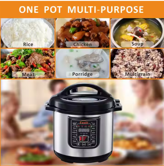Silver Crest 10 In 1 Electric Pressure Cooker Instant Programmable Smart Pot 1050 Watts, 6 Liters